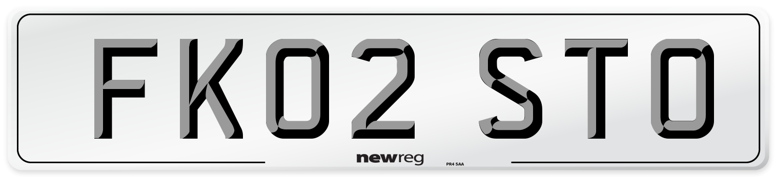 FK02 STO Number Plate from New Reg